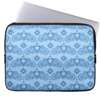 Moon Magic Stars Hearts Celestial Light Blue Laptop Sleeve