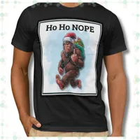 Funny Big Foot Sasquatch Ho Ho Nope Christmas T-Shirt