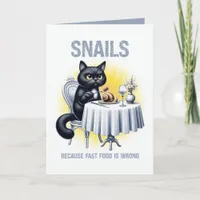 Fast Food Is Wrong Funny Black Cat Food Pun Card