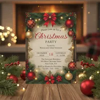 Charming Vintage Rustic Christmas Holiday Party  Invitation