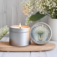 Rustic Mason Jar Baby’s Breath Thank You Favor Sti Classic Round Sticker
