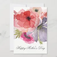 Pretty Watercolor Florals Mothers Day Card