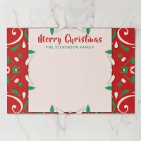 Elegant Red Green White Border Merry Christmas Paper Pad