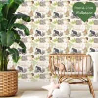 Watercolor Jungle Animals Peel & Stick  Wallpaper