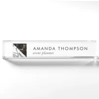 Chic Marble and Foil Geometric Desk Name Plate