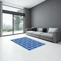 Area Rug - Diamond Petals on Blue