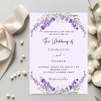 Lavender florals violet wedding  invitation