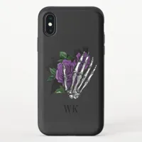 Vintage Gothic Purple Roses Skeleton Monogram iPhone X Slider Case