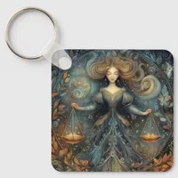 Libra Scales Zodiac Astrology Mystical Birthday Keychain