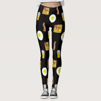 Breakfast Food, Fried Eggs, Waffles, Bacon Leggings