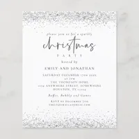 PAPER Silver Glitter Christmas Party White Invite
