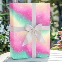 Rainbow Watercolor Unicorn Galaxy Sparkle Birthday Wrapping Paper