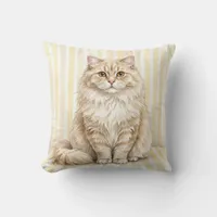 Ragamuffin Cat Portrait Watercolor Throw Pillow