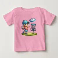 Cute Little Girl Disc Golf Cartoon  Baby T-Shirt