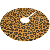 Orange Black Leopard Print Pattern Halloween Decor Brushed Polyester Tree Skirt