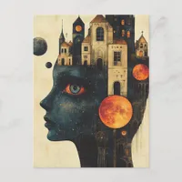 Blue Woman With a Castle on Her Head Postcard