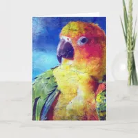 Colorful Bird Crackle Texture Card