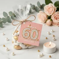Elegant Pink Gold Pearl Number 60th Birthday Party Favor Tags