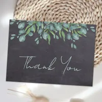 Budget Rustic Chalkboard Greenery Thank You Note Card
