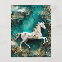 Magical White Unicorn Postcard