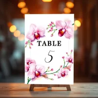 Elegant Stylish Pink Orchids Frame Event Table Number