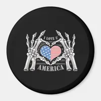 America Skull Skeleton Hand Artwork Editable Layer Magnet