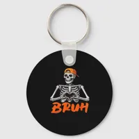 Bruh Skeleton Hand Heart Halloween Costumes Men Cl Keychain
