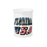 Florida State and USA Flag Text Pitcher