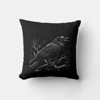 Crow, F-Caw-F Funny Bird Minimal Clean Throw Pillow
