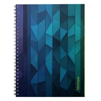 Personalized Geometric Blue and Teal Pattern Notebook