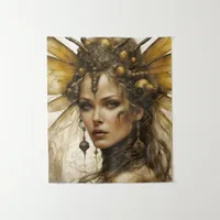 Steampunk Bee Insect Woman Tapestry