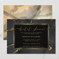 SHOWER | Elegant Black and Gold Marble Invitation