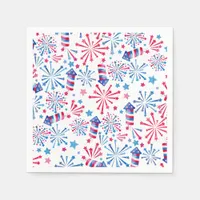 Watercolor Fireworks Rockets 4th of July Party  Napkins