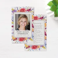 Succulents Photo Funeral Memorial Prayer Card