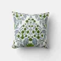 Art Nouveau Slate & Green–Vintage Floral Scallop  Throw Pillow