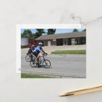 Two Bicycle Riders in Burlington, Iowa Postcard