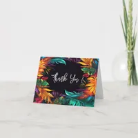 Thank You | Bold Neon Tropical Foliage Note Card