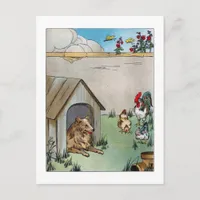 Vintage Dog and Chickens Postcard