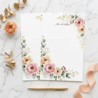 Watercolor Blush Pink and Cream Peony Border Stationery