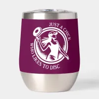 Personalized female Disc Golf  Thermal Wine Tumbler