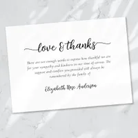 Love & Thanks Sympathy Funeral Thank You Card