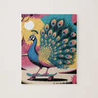 A Skateboarding Peacock Jigsaw Puzzle