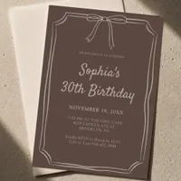 Hand Drawn Whimsical Bow Brown and Tan Birthday Invitation