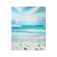 Pretty Blue Ocean Waves and Sea Glass  Metal Print