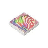 Santa Monica Pier swirly Candy AI Art Stone Magnet