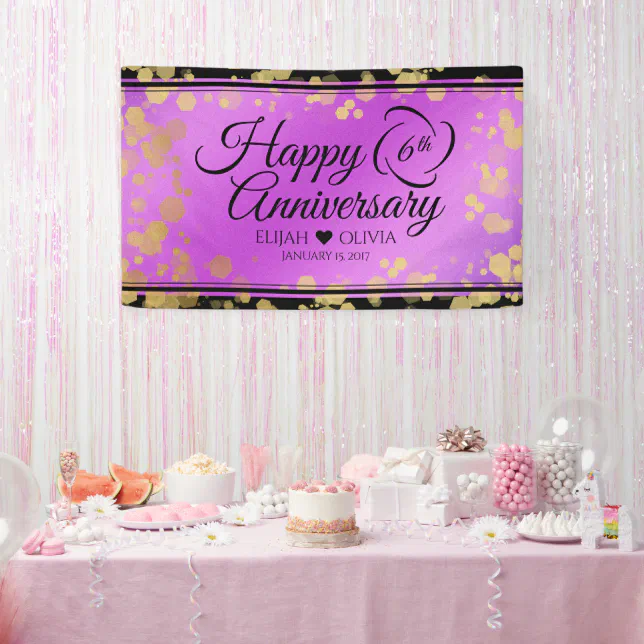 Elegant 6th Amethyst Wedding Anniversary Banner