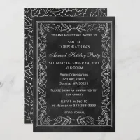 Black Silver Elegant Corporate Holiday Party  Invitation