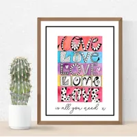 Love is all you need Whimsical Lettering Poster