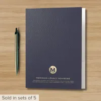 Blue Leather Print Luxury Gold Initial Logo Pocket Folder