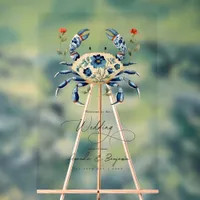 Floral Crab Coastal Nautical Beach Wedding Acrylic Sign